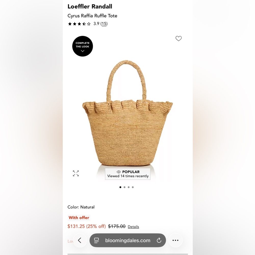 Loeffler Randall Cyrus Raffia Ruffle Tote - Picture 8 of 10